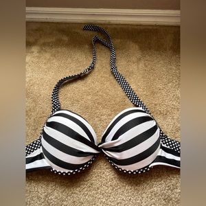 Tahiti bikini top black and white stripes and polka dots size Large